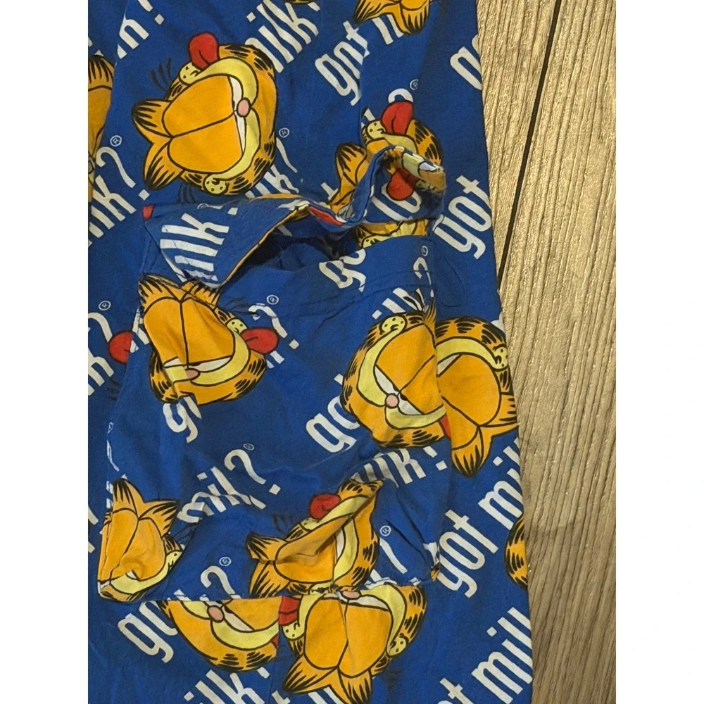 Vintage 90s Garfield Got Milk Cargo Pajama Pants All Over Print Mens XL Rare